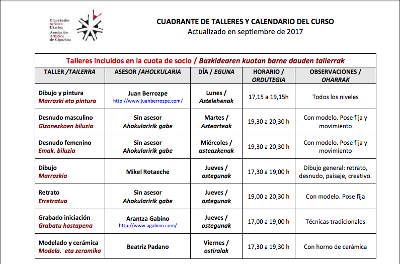 Nuevo curso 2017 - 18 en la Asociación Artística
