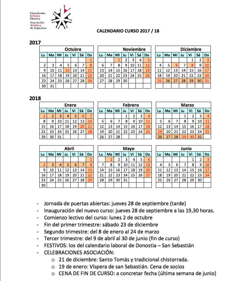 Nuevo curso 2017 - 18 en la Asociación Artística
